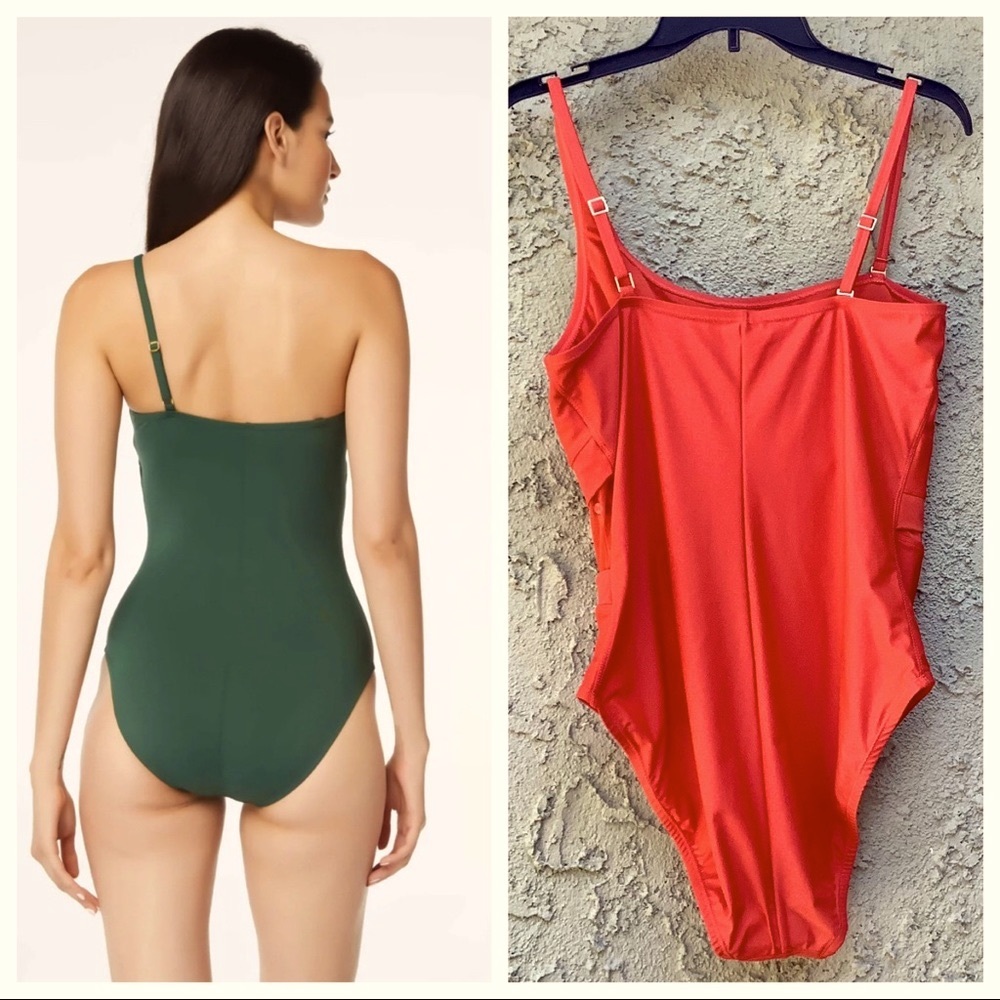 Bleu Rod Beattie Bright Orange Side Mesh Cutout Swimsuit, 14 - Picture 5 of 7